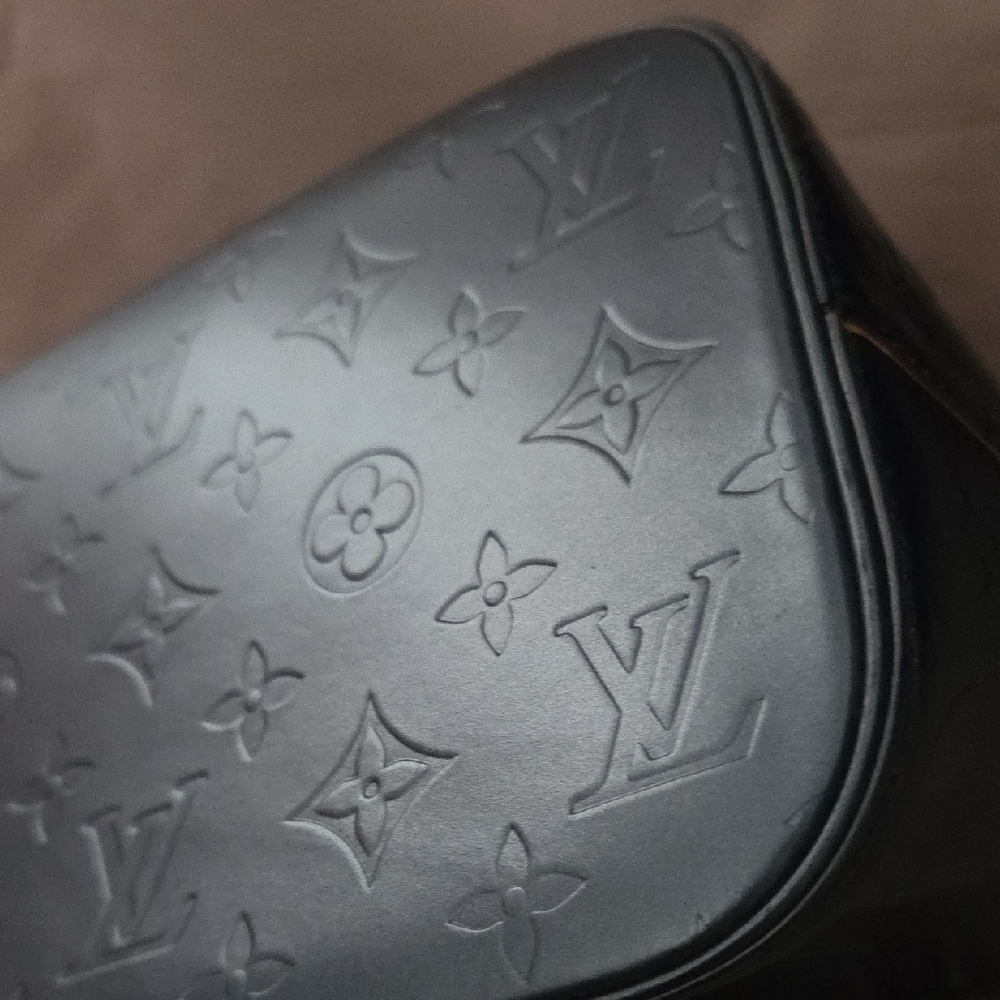 Louis Vuitton Blue Monogram Embossed Leather Tote with Brown Handles - Picture 4 of 4